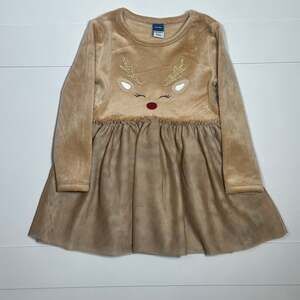 Old Navy Baby Long-Sleeve Fit & Flare Velour Holiday Tutu Dress Size 18-24M